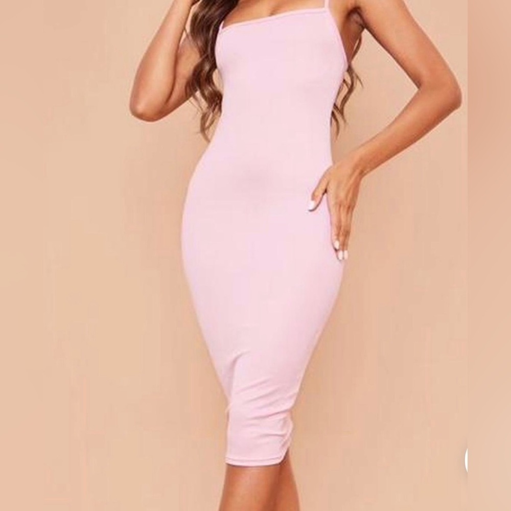 PrettyLittleThing Blush Pink Bodycon Midi Dress - Size 0 - Picture 8 of 8